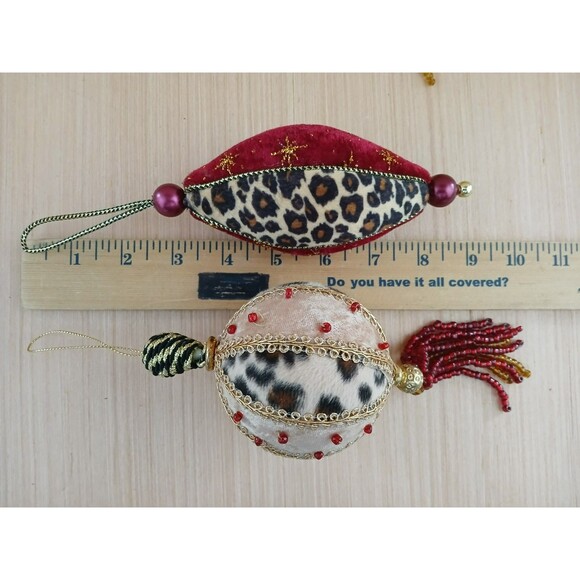 Fabric & Tassels Set of 3 Christmas Ornaments Holiday Tree Decoration - Picture 6 of 7